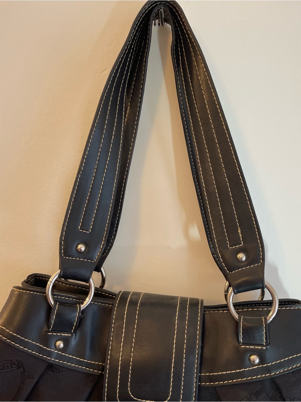 Chaps Black Y2K Baddie Shoulder Bag Purse 2000s 90s Saddle Bit - Picture 4 of 7